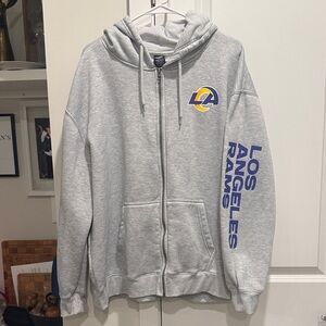 Gray Zip-Up Los Angeles Rams Hoodie